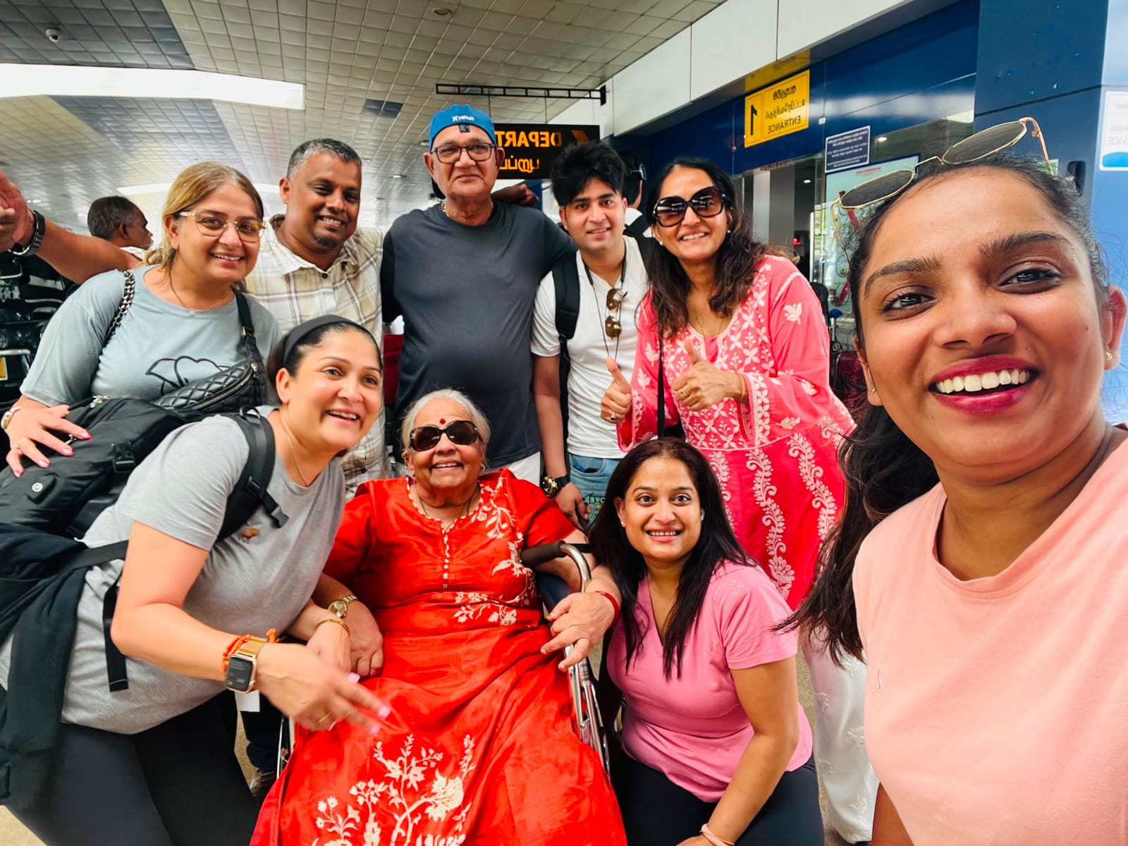 Family greeted at the departures gate
